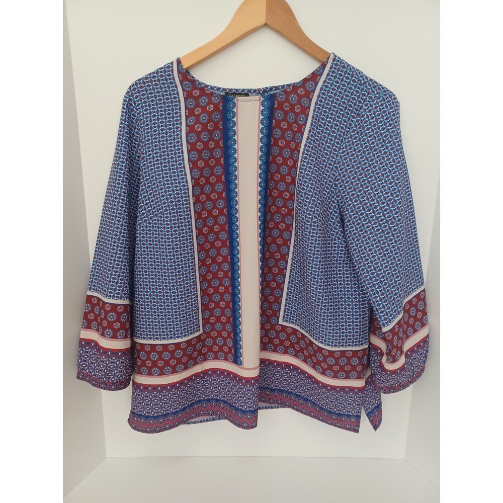 TALBOTS WOMAN Nohi Blouse‎ Size L Lightweight 3/4 Sleeve Flowy Womens Round Neck